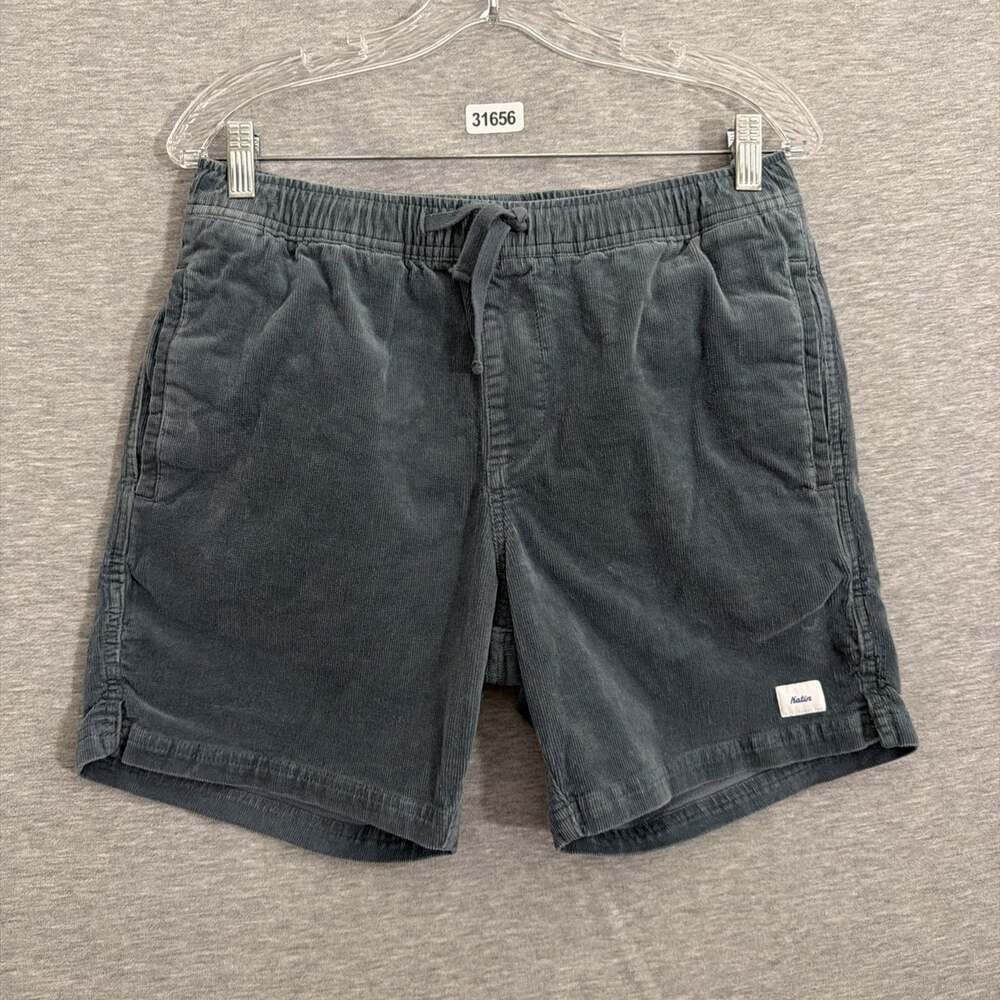 Katin Men's Small Green Gray Corduory 6" Inseam Drawstring Sweat Shorts